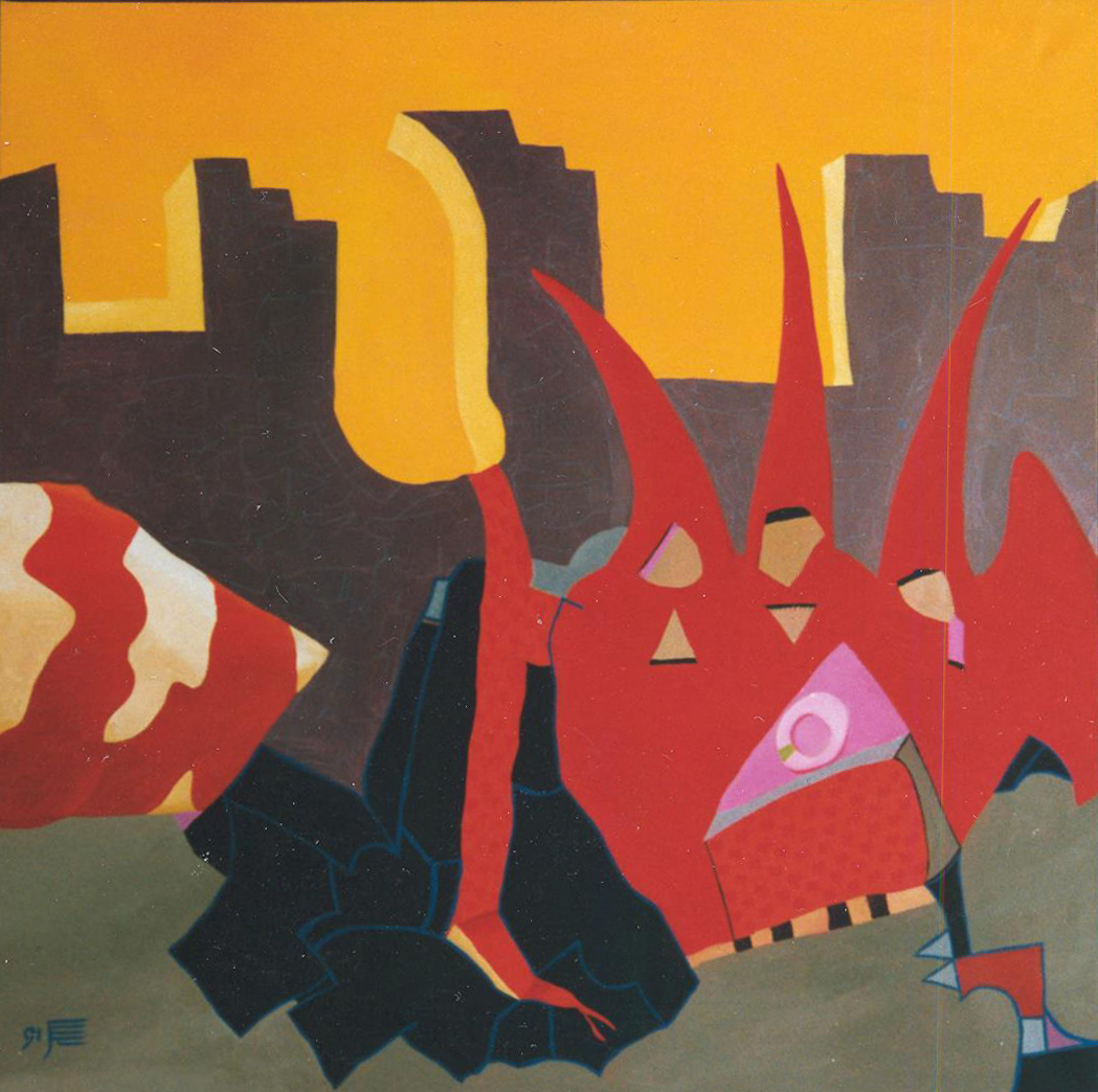 Paraphrase nach dem Albrechtsaltar (Bethlehem), 1992, Acryl auf leinwand, 90 x 90 cm
